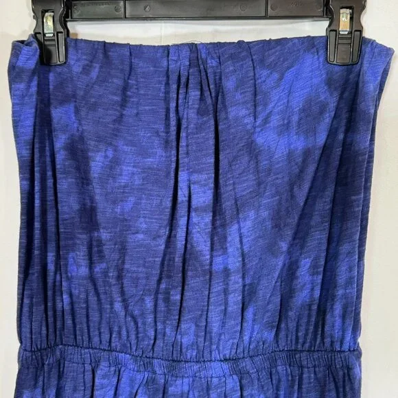 EXPRESS Royal Blue Tiedye Size Medium Strapless Dress Tube Top Sheer Bottom - Picture 9 of 14
